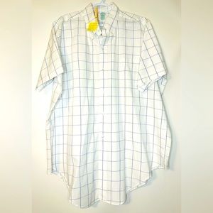 Brooks Brothers Brooksweave *Makers* size 17 1/2 short sleeve blue strip